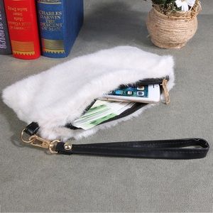 NEW!! White / Black fur clutch